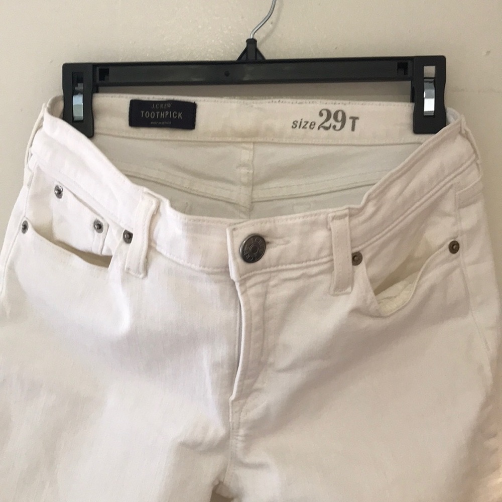 JCrew Toothpick Midrise White Jeans